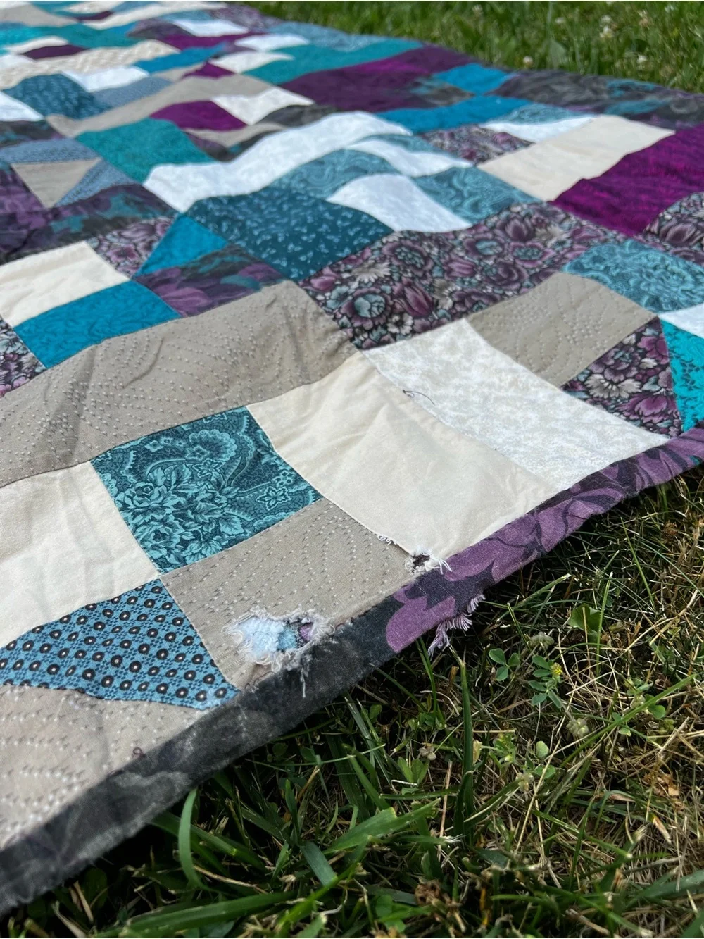 Vintage Handmade Cottagecore Quilted Blanket